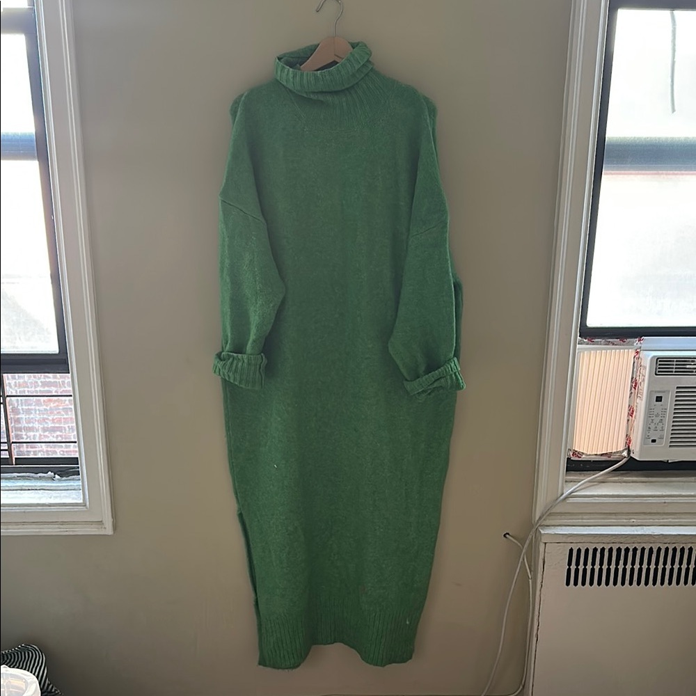 Anthropologie Green turtle Neck Sweater Dress
